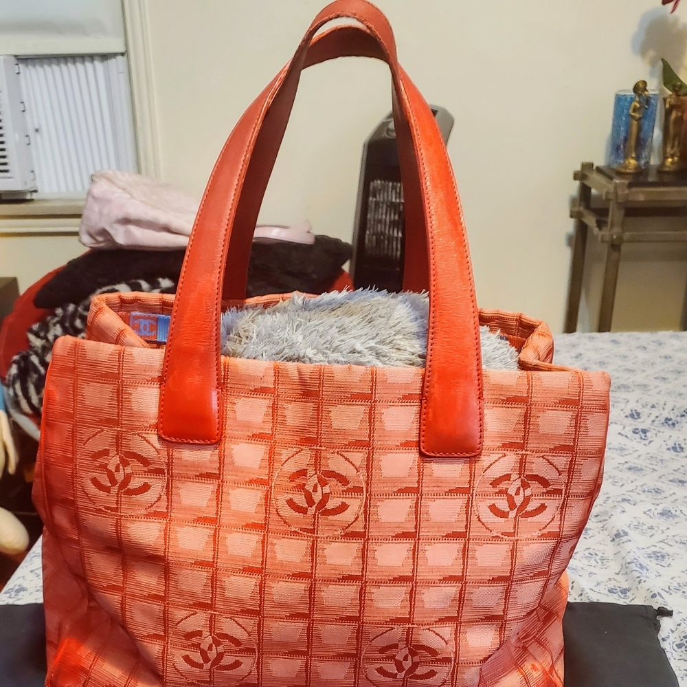Chanel Red Nylon Travel Tote
